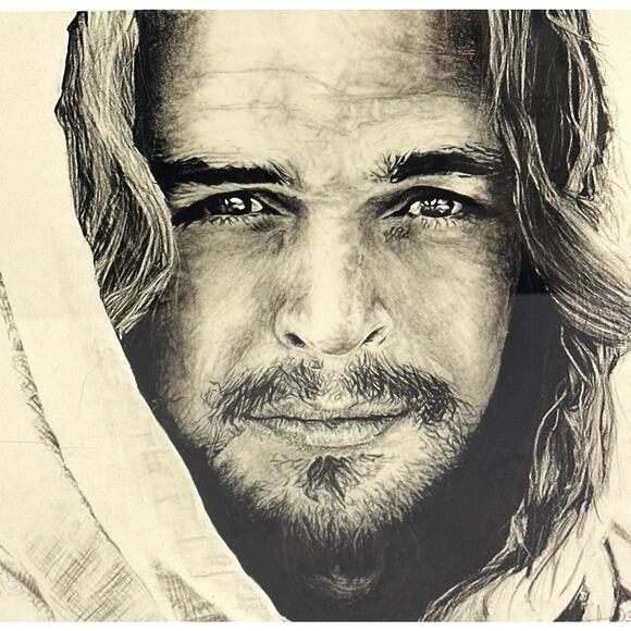 Jordan O’Hare Jesus Portrait Print Framed 16x16” Black Frame Inspirational Art - Picture 2 of 4